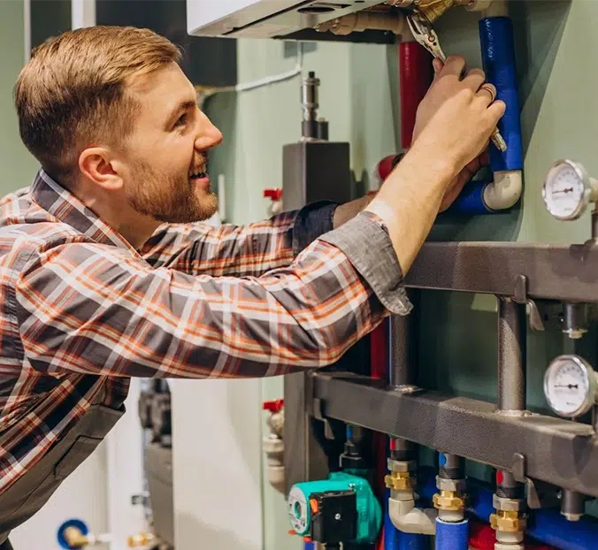 technician doing a boiler repair